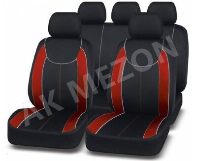 Чехлы на сиденья унив. Autopremier Escada передние черно-красные, полиэстер+карбон, 3мм поролон (6пр)