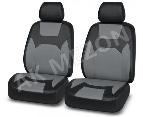 Чехлы на сиденья унив. Autopremier Flugman Max передние черно-серые экокожа, карман, 5мм поролон (6пр)