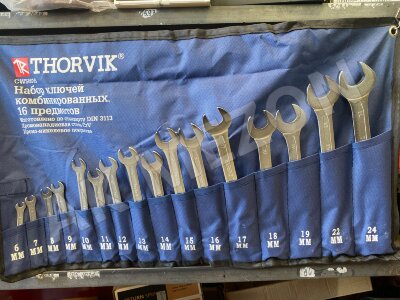 Набор ключей комбинированных 16 предметов (6-19,22,24) в сумке тубус Thorvik